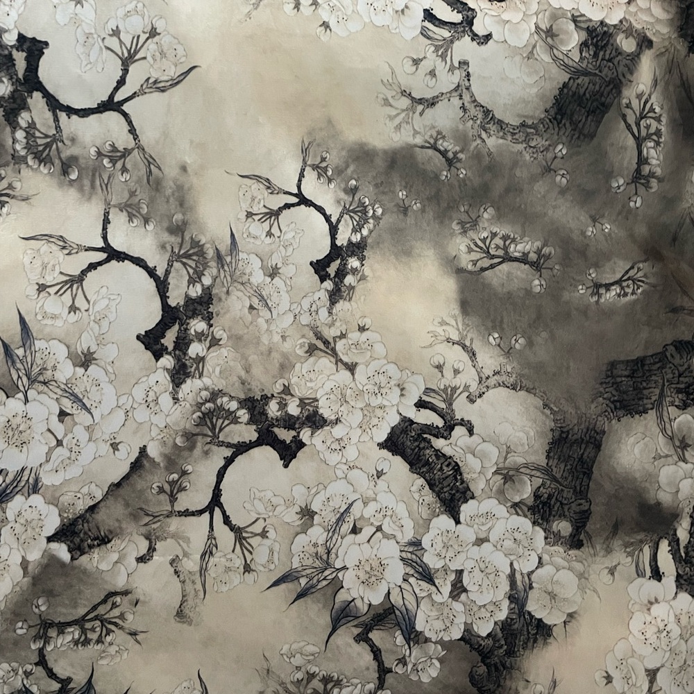 10 yards of silk-like floral Asian inspired fabric